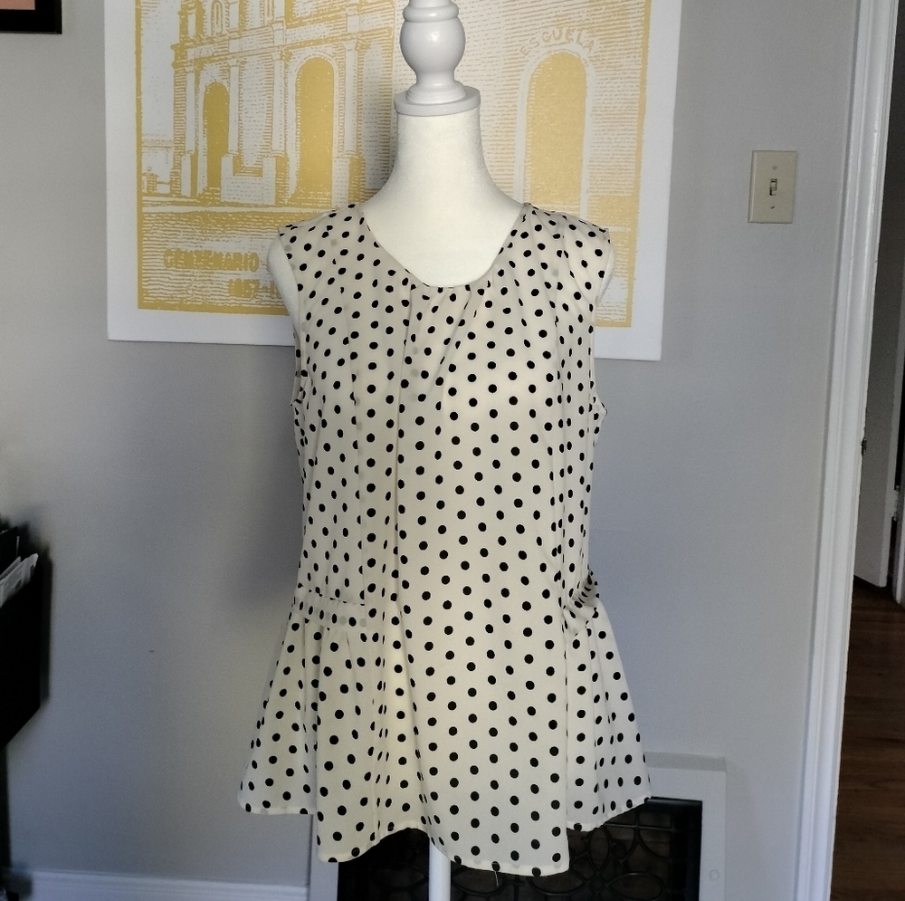 J Crew Adorable Flirty Polka Dot Sleeveless Women's Top